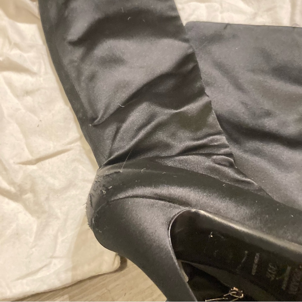 Prada Black Satin Knee-High Stiletto Boots - Picture 7 of 12